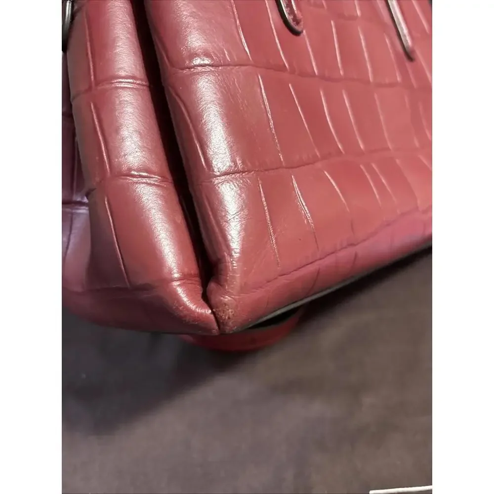 Coach Crocodile Leather Handbag Shoulder Bag Red‎ Beautiful